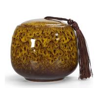 SBZIOJHDR urnas para Mascotas para Las Cenizas de Perros, Urna pequeña for Cenizas humanas, urna de Recuerdo cerámica Hecha a Mano, decoración del hogar u Oficina, exhibición entierro(Yellow)
