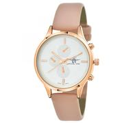 SC Crystal Reloj de cuarzo para mujer en baño de rodio, beige