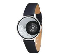 SC Crystal Reloj de cuarzo para mujer en baño de rodio, Negro