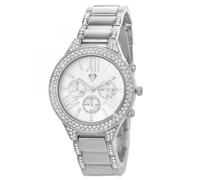 SC Crystal Reloj de cuarzo para mujer en baño de rodio, plata