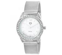 SC Crystal Reloj de cuarzo para mujer en baño de rodio, plata, pulsera