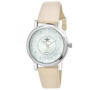 SC Crystal Reloj de cuarzo para mujer, metal rodiado, color beige, beige