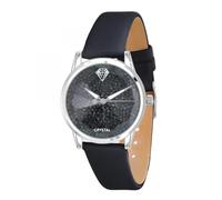 SC Crystal Reloj de cuarzo para mujer, metal rodiado, color negro, Negro