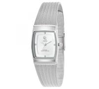 SC Crystal Reloj de cuarzo para mujer, metal rodiado, plata, plata