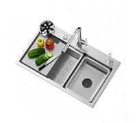 SC Fregadero De Cocina De Un Solo Seno De Acero Inoxidable Con Grifo Extraíble De Alta Presión Y Purificador De Agua, Apto Para Cocinas Y Bares(68cm)