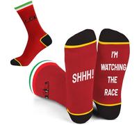 SC Products Calcetines de F1 para los amantes de los coches, talla 6-12, calcetines novedosos de algodón para hombres, regalos de Fórmula 1, regalos de Gran Premio de F1 para hombres, regalos de