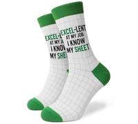 SC Products Calcetines divertidos para hombre, regalos de excelencia, talla 6-12, calcetines novedosos de algodón para contadores, compañeros de trabajo, gerentes, divertidos regalos de hoja de