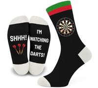 SC Products Calcetines novedosos divertidos para hombre, talla 6-12, calcetines divertidos de algodón, regalos de dardos para hombre, regalos de Navidad, regalos secretos de Papá Noel, regalos del día