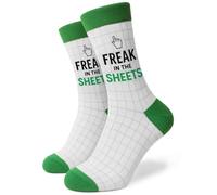 SC Products Freak In The Sheets - Calcetines divertidos para la oficina, marido, novio, regalos para él, tamaño 6-12, algodón Excel hoja de cálculo, calcetines novedosos para hombres, regalos