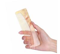 SC123 Peine para el crecimiento del pelo de buey real, dientes finos de 6.3 pulgadas, 100% hecho a mano, desenredante con antiestático, desenredante, masaje, cuero cabelludo Gua sha para mujeres y