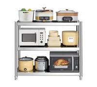 Scaffale da cucina a 3 livelli in Acciaio INOX, Moderno supporto per microonde e ripiano portaoggetti, unità Metallica Multiuso per soggiorno, ufficio, Garage e Patio (60x35x80 cm)