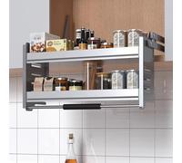 Scaffale estraibile a 2 livelli | Mobiletto da cucina con ripiani | Scaffale estraibile | Comodo Organizer da cucina