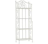 Estantería De Hierro Plegable Arona I Estantería Decorativa con Estantes Plegables I Estantería De Hierro Multiusos De 4 Niveles I Color:, Color:Blanco Envejecido