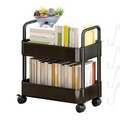 Scaffale per libri Mobile con ruote - 14,57x9,84x17,13 pollicarrello per scaffali con rotelle | Scaffale per Snack a 2 livelli,Carrello per libreria Mobile per la casa per libreria, soggiorno, cucina