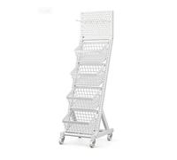 Scaffale per Snack A 3/4 Livelli del Supermercato, Mensole In Metallo con Ruote, Organizzatore Di Snack Da Pavimento per Negozi, Supermercati(Blanco,38x40x137.5cm)