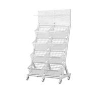 Scaffale per Snack A 3/4 Livelli del Supermercato, Mensole In Metallo con Ruote, Organizzatore Di Snack Da Pavimento per Negozi, Supermercati(Blanco,73x40x137.5cm)