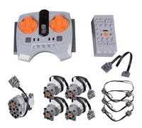 Scakbyer Juego de 11 motores de funciones de alimentación compatibles con Technic Car, incluye control remoto dual de aplicación, caja de batería de litio, servomotor, 4 motores L, 3 juegos de luces,
