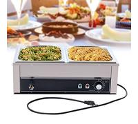 Scaldavivande, scaldavivande da banco commerciale a 2 teglie, scaldavivande elettrico a vapore da 1500 W, bagnomaria professionale in acciaio inox per buffet e ristoranti con coperchio, 6,87 Qt/6,5