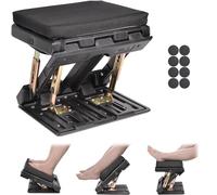 Scalebeard Reposapiés ajustable con almohadilla suave extraíble, funda lavable, carga máxima de 120 libras con cuentas de masaje para automóvil, debajo del escritorio, hogar, tren, ajuste de altura de