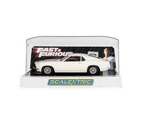 Scalextric C4664 Ford Mustang, Fast & Furious 6, Escala 1:32, Blanco con Rayas Negras, Luces de Trabajo, Ranura Magnatraction para Coche TV y película
