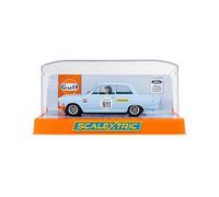 Scalextric C4669 Ford Lotus Cortina Gulf Edition Slot Car, Escala 1:32, Azul y Naranja, Coche nº 911, con Luces y magnatracción