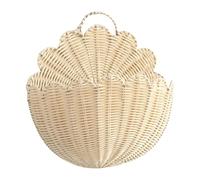Scalloped Basket Wall, Decorative Woven Storage, Wicker Organizer with Hanging Style, Rustic Case with Classic Look, Farmhouse Accessory with Functional Design, Storage Solution for Kitchen Nursery