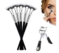 Scalloped Eyelash Brush, Folding Angle Scalloped Lash Brush with Eyelash Curler, 2024 New Foldable Curled Eyelash Separator Tool, Multifunctional Eyelash Wand Eyelash Comb Eye Makeup Tool (5PCS)