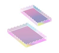 Scalloped Tray - 2-Piece Display Modern Decor | Vanity Tray Coffee Table Decor - For Living Room Bedroom Kitchen Vanity Nightstand | Soap Makeup Jewelry Candle Party