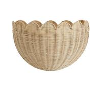 Scalloped Wicker Baskets For Wall - Woven Basket | Space-Saving Storage Living Room Study Nursery, Hanging Natural Rattan Seagrass Pocket Decorative Floating Shelf Mail Organizer