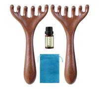 Scalp Massage Comb - 2 Pack Wooden Head Brushes | Ergonomic 6-Claw Relax Tool, 15x7.2cm Size, 90g Weight, Portable Head Brush for Women Men Body Face Spa