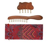 Scalp Massager Comb, 2 piezas Wooden Brass Brush, Wide Tooth Detangling Massage Tooth, Gentle Stimulating Design for Healthy Hair, Professional Hair Care Accessory, Office Outdoor Travel Styling