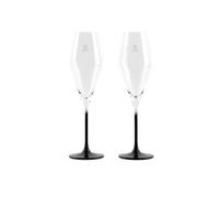 Scalpers HOME | Juego de 2 Copas Flauta de Champán | Capacidad de 182 ml | Diseño con la Calavera Pie de Color Negro | Copas Fabricadas en Cristal