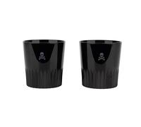 SCALPERS HOME | Juego de 2 Vasos de Cristal Para Whiskey | 345 ml | Color Negro | Fabricados en Vidrio | Set de Vasos | Diseño con Logo de la Calavera de Scalpers