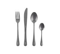 SCALPERS HOME | Juego de Cubiertos de Acero Inoxidable | Set de 16 Piezas | Color Acero Antigüo | Diseño Estilo Vintage con Logo de la Calavera de Scalpers | Cubertería de Acero Inoxidable