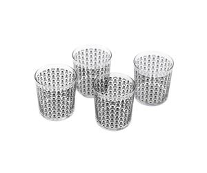 SCALPERS HOME | Vasos de Cristal Transparente | Juego de 4 Vasos de Mesa con Capacidad de 350 ml | Fabricados en Cristal | Diseño con Calaveras Múltiples de Scalpers