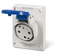 SCAME - 20001663 2P+E Toma empotrable para Carga de Vehículos Eléctricos - Toma con Brida 70x87mm Tipo 3A - Toma Empotrable 220V 16A IP44