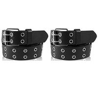 SCAMODA Cinturón con cuero para hombre y mujer, cinturón con ojales, 2er conjunto (Negro/Negro, 125/BW110 - ancho 3,5cm)