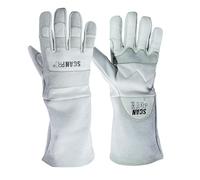 Scan Pro Welding Gloves - Guantes de cuero de alta calidad ignífugos con palma y pulgar reforzados, costuras de aramida, puños de guante extendidos, certificados EN388, EN407 y EN12477, talla XL (10)