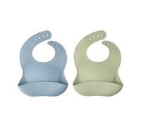 Scandi Living Babero de silicona Silly. 2-pack Green-blue