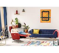 Scandico Sillón de TV Bosse/Sillón de Relax Giratorio con 2 Motores de Respaldo y reposapiés, posición de balanceo de corazón, 74 x 107 x 90 cm, Piel, Color Rojo