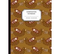 Scandinavian Bird Folk Art Notebook - 8x10” - 100 College Ruled Pages - Traditional Nordic Pattern in Browns & Rust for Writing, Journaling & School