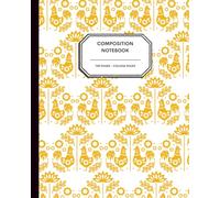 Scandinavian Folk Art Chicken Notebook - 8x10” - 100 College Ruled Pages - Traditional Nordic Yellow Chicken Pattern on White for Writing, Journaling & School