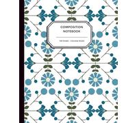 Scandinavian Folk Art Cornflower Notebook - 8x10” - 100 College Ruled Pages - Traditional Nordic Blue Floral Pattern on White for Writing, Journaling & School