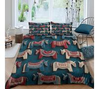 Scandinavian Folk Art Funda de Edredón Microfibra Suave Juego de 3 Piezas Estampado 3D Scandinavian Folk Arte Funda Edredon Incluye Fundas de Almohada Transpirable for niños Super King（260x220cm）