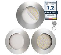 Scandinavian home Juego de 3 focos LED 230V 4,5W blanco cálido 60mm - 70mm I baño I CRI 90 500lm 3000K 68mm I Diseño en acero inoxidable con vidrio