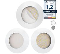 Scandinavian home Juego de 3 focos LED 230V 4,5W blanco cálido 60mm - 70mm I baño I CRI 90 500lm 3000K 68mm I Branc brillante con vidrio esmerilado