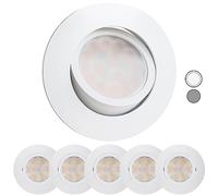 Scandinavian home Juego de 6 focos de techo LED 230V 5,8W blanco cálido con intensidad variable WarmDim 68mm - 75mm I Baño IP44 I CRI 90 500lm 3000K I Blanco mate