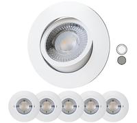 Scandinavian home Juego de 6 focos LED 230V 4,3W blanco cálido orientables 68mm - 75mm I Baño I CRI 90 350lm 3000K 68mm I Blanco mate