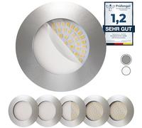 Scandinavian home Juego de 6 focos LED 230V 4,5W blanco cálido 60mm - 70mm I baño I CRI 90 500lm 3000K 68mm I Diseño en acero inoxidable con vidrio esmerilado
