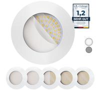 Scandinavian home Juego de 6 focos LED 230V 4,5W blanco cálido 60mm - 70mm I baño I CRI 90 500lm 3000K 68mm I Blanco mate con cristal esmerilado